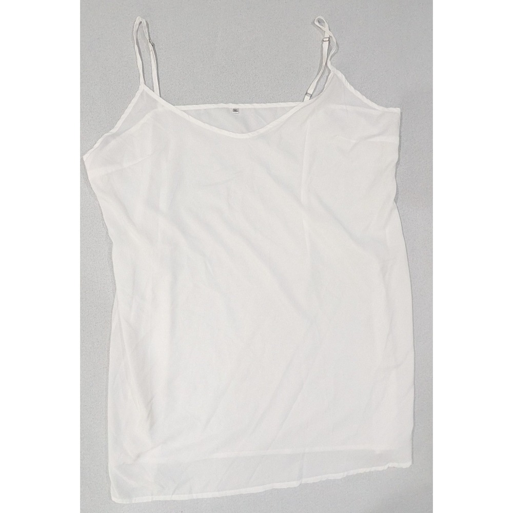 Camisole Women 3XL White Excellent Adjustable Strap V-Neck Long Tank